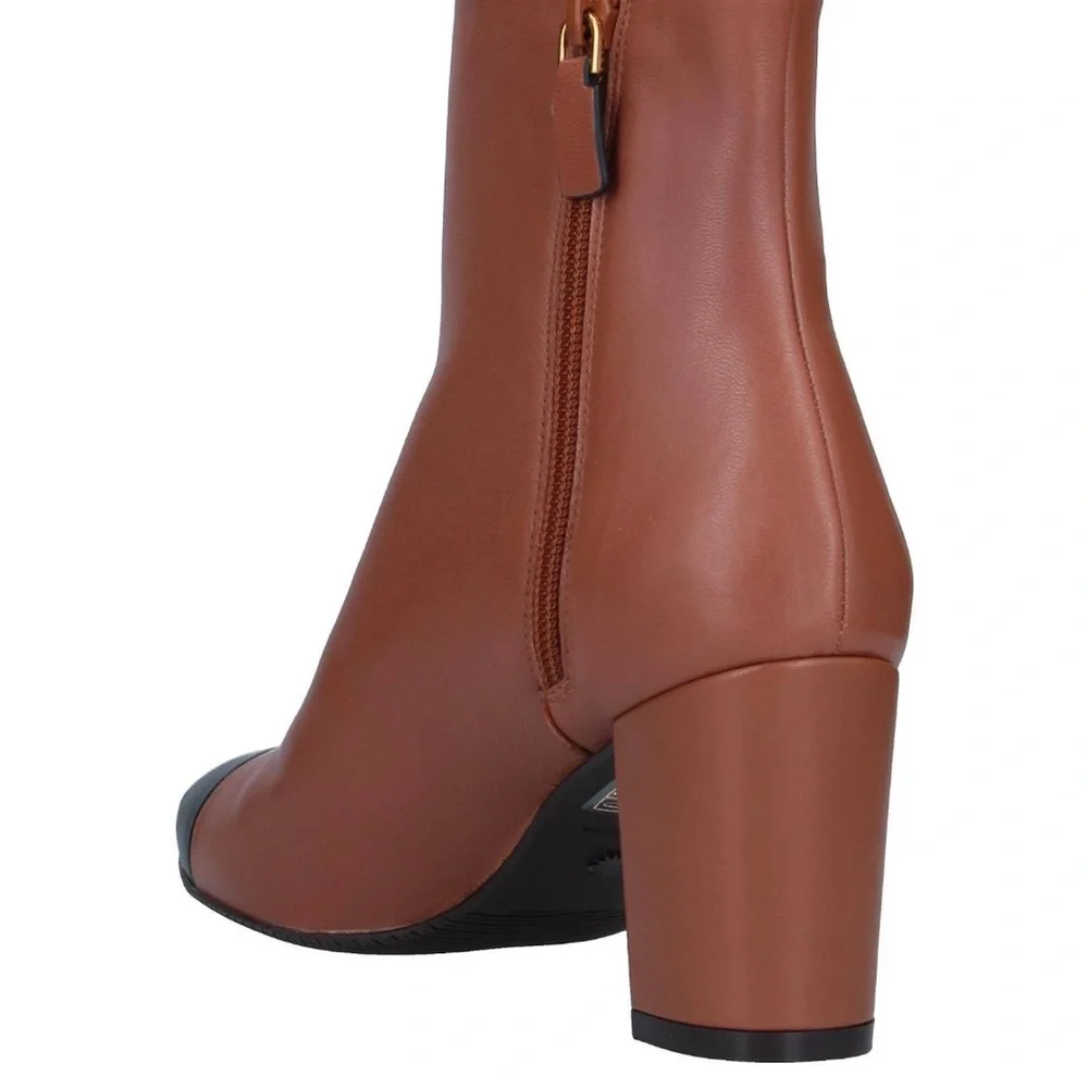 Brand New Stuart Weitzman Milla 60 Leather Bootie in Dark Tan - Picture 4 of 15